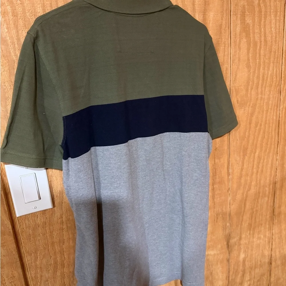 Banana Republic Men's Green and Gray Polo Shirt